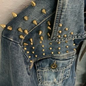 Forever 21 Gold Studded Jean Denim Jacket